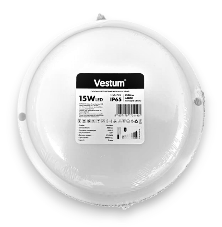 Світлодіодний круглий світильник ЖКГ LED S 15W 6500K 220V Vestum 1-VS-7111
